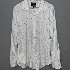 BONOBOS Airplane Print Nylon & Spandex Long Sleeve Button Shirt EUC  XL SLIM FIT